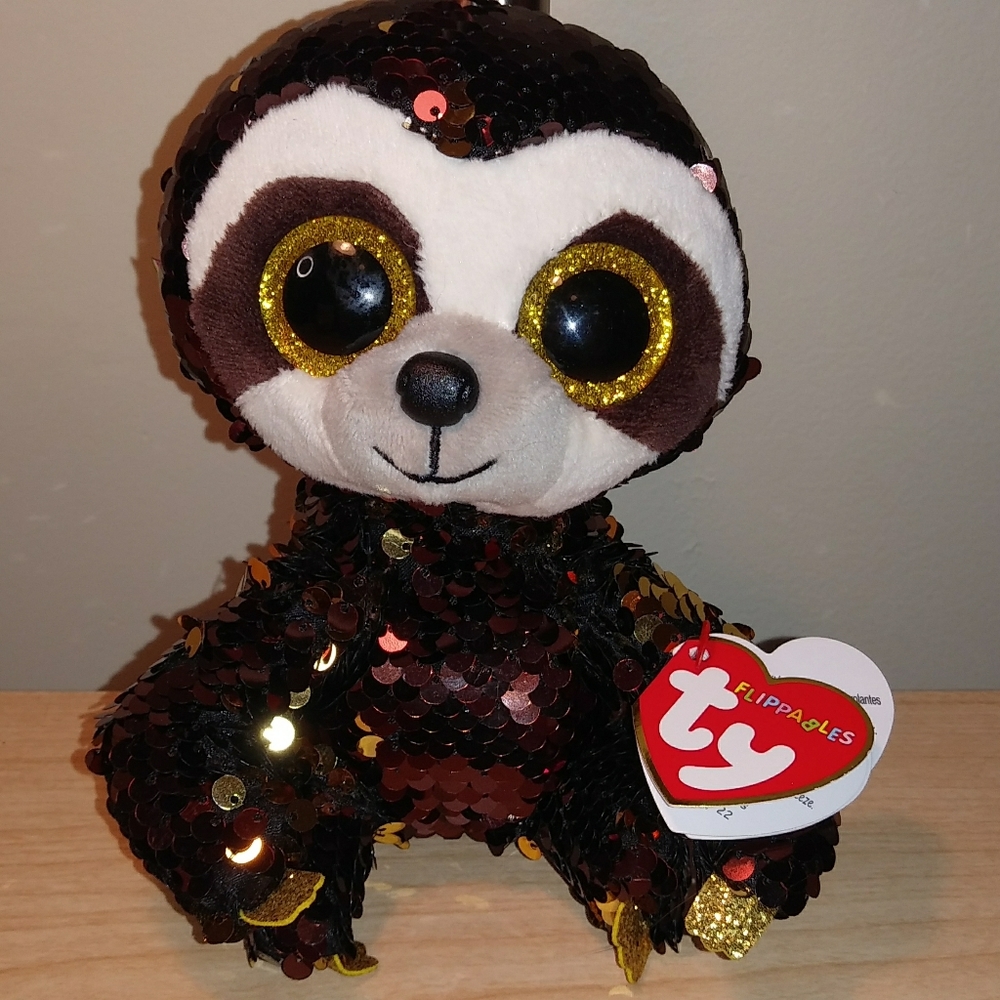 Dangler Sloth Ty beanie boo flippable sequin plush